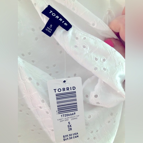 Torrid sz 5 One Shoulder Ruffle Top - Eyelet Jersey White NWT - Picture 8 of 8